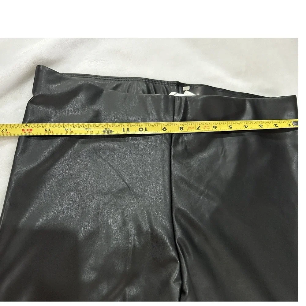 HM Womens High Waisted Black Faux Leather Leggings Slim Fit Size‎ L New NWT